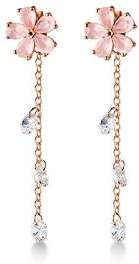 AmazonSmile: Dainty Cherry Blossoms Dangle Stud Earrings S925 Sterling Silver for Women Girls Rose Gold Pink Crystal CZ Diamond Dangling Charm Flower Leaf Threader Earring Ear Jackets Cute Jewelry Gifts Bridesmaid: Clothing, Shoes & Jewelry Jackets Cute, Gifts Bridesmaid, Flower Leaf, Rose Gold Pink, Threader Earrings, Flower Earrings Studs, Cz Diamond, Flower Fashion, Pink Crystal