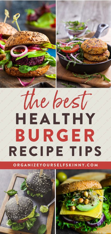 The Best Healthy Burger Recipe Tips | Easy Meal Prep - Are you looking a big, juicy burger recipe without having to sacrifice your health? Here are my Best Tips To Making The Perfect Hamburger Organize Yourself Skinny | healthy burger for lunch low calorie #healthy #burger #healthyburger #mealprep #cleaneating #mealpreplunch Juicy Burger Recipe, Perfect Hamburger, Healthy Burger Recipes, Healthy Hamburger, Juicy Burger, Healthy Snacks To Make, Healthy Burger, Big Juicy, Homemade Burgers