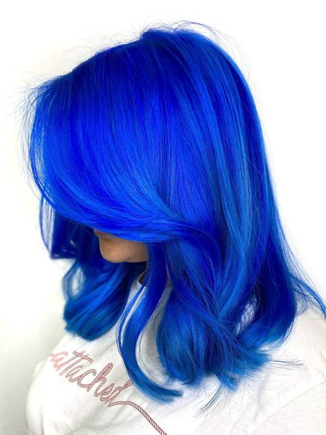 Arctic Fox Blue Hair, Bright Blue Hair Color, Neon Blue Hair Color, Blue Hair Bright, Bright Blue Hair Aesthetic, Turquoise Hair Aesthetic, Royal Blue Hair Color, Bright Dyed Hair, Hair Dye Ideas Blue