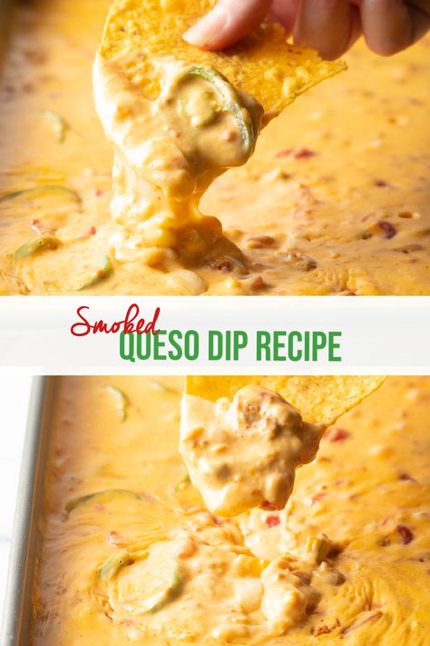 The Best Smoked Queso Dip - Use your smoker to make the most outrageously cheesy, spicy and delicious Mexican chorizo queso dip at home. This easy one pan recipe is perfect for game day and parties! | A Spicy Perspective Smoked Chorizo Recipes, Smoker Queso Dip, Smoked Cheese Dip, Chorizo Queso Dip, Cheesy Queso Dip, Smoked Queso Dip, Spicy Cheese Dip, Chorizo Queso, Smoked Queso