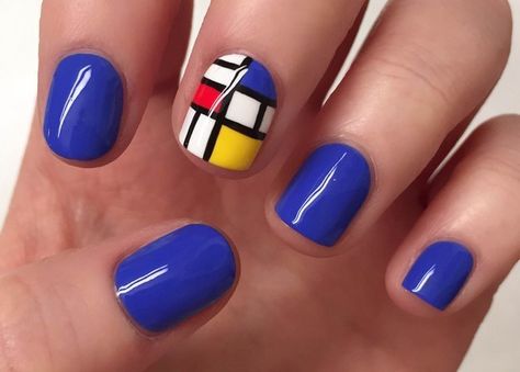 80s Nails, Uk Nails, Queen Nails, Retro Nails, Colorful Nail Art, Colorful Nail, Piet Mondrian, Fabulous Nails, Makati