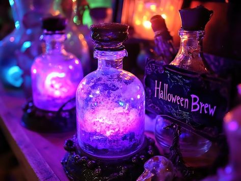 Glowing Potion | Premium AI-generated image Glowing Potion, Witchy Party, Halloween Brew, Logo Psd, Free Business Card Mockup, Event Food, Business Card Maker, Flyer Maker, Poster Maker