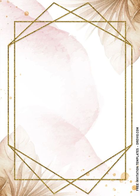 Birthday Invitation Background, Pink And Gold Background, Pink And Gold Invitations, Birthday Background Design, Birthday Invitation Card Template, Free Wedding Invitation Templates, Wedding Card Frames, Boho Invitations, Floral Cards Design