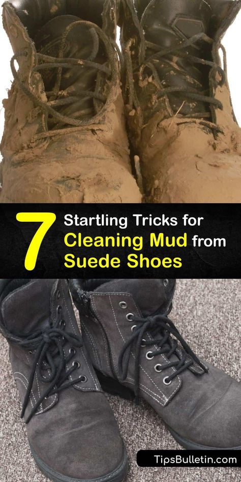 Wearing white suede shoes is a risk because of how easily the shoes scuff and get dirty from the elements. Learn how to safely clean suede using a suede brush and suede eraser and create a suede cleaner with white vinegar. #howto #clean #mud #suede #shoes Cleaning Suede, Wash Shoes, Clean Suede Shoes, Ink Stain Removal, Clean Suede, Shoe Hacks, How To Wash Shoes, Suede Cleaner, How To Clean Suede