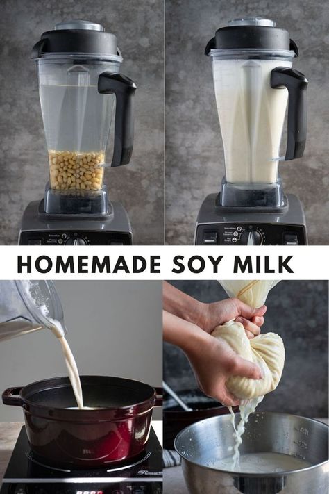 Homemade soy milk is healthy, simple and delicious. With only one ingredient and a few simple steps, you can enjoy fresh homemade soymilk which doesn't contain any unnecessary ingredients. Plus, it's so much cheaper than store bought versions! How To Make Soy Milk At Home, Diy Soy Milk, How To Make Soy Milk, Milk Types, Healthy Milk Recipes, Soy Milk Recipes, Homemade Soy Milk, Roasted Soybeans, Soya Milk