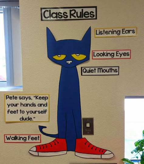 Farrell's Fairytale: My "Pete the Cat" Pre-K Class Pete The Cat Theme Preschool, Pete The Cat Back To School, Pete The Cat Bulletin Board Preschool, Pete The Cat Classroom Theme Preschool, Pete The Cat Classroom Decor, Pete The Cat Themed Classroom, Pre K Ideas Classroom, Pete The Cat Classroom Theme Decor, Pete The Cat Bulletin Board Ideas