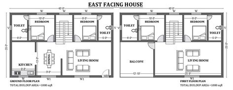 40’x25’ East facing house plan design as per vastu shastra is given in this FREE 2D Autocad drawing file. Download now. - Cadbull East Facing House Plan, 2d Autocad Drawing, House Plan Design, 30x40 House Plans, Double Storey House, Free House Plans, Small House Floor Plans, Site Analysis, Pooja Room Design