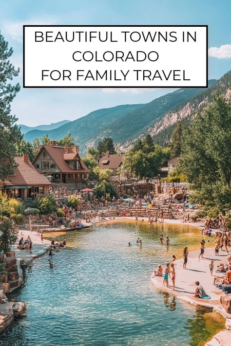 Discover hidden gems in Colorado's beautiful towns with this captivating video. From Glenwood Springs' hot springs to Ouray's mountain landscapes, family-friendly experiences abound. Boulder features a vibrant cultural scene, while Colorado Springs showcases landmarks like Pikes Peak. Dive into stunning scenery and unique activities for your next adventure. Click to explore more. #FamilyTravel #ExploreColorado Colorado With Kids Summer, Glenwood Springs Colorado, Breckenridge Ski Resort, Colorado Towns, Family Summer Vacation, Explore Colorado, Family Vacation Spots, Stunning Scenery, Mountain Landscapes