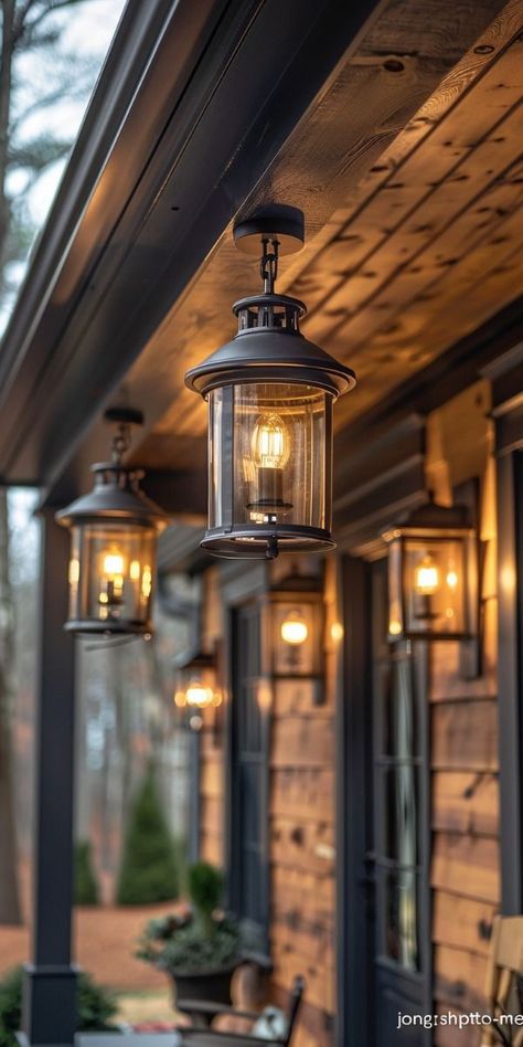 Lighting Above Garage Door, Front Porch Lighting Ideas, Porch Lighting Ideas, Front Yard Lighting, Porch Goals, Canned Lights, Outside Lighting Ideas, Farmhouse Outdoor Lighting, Outdoor Seating Ideas