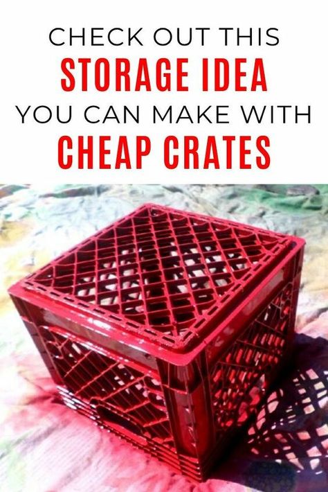 Are toys taking over your home? Check out this cute toy storage stool idea for your living room or small spaces. You can get these cheap crates from craigslist and color them to match your playroom colors, or use it as a stool in your kids bedroom. #diy #toystorage #cheap Cube Shelf Storage Ideas, Cute Toy Storage, Playroom Colors, Milk Crates Diy, Crate Stools, Kids Bedroom Diy, Plastic Milk Crates, Crate Crafts, Recycling Crafts