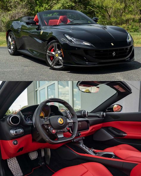 Car Cockpit, Ferrari Convertible, Porsche Convertible, Cars Inside, Ferrari Portofino, Ferrari Roma, Black Porsche, Maserati Granturismo, High End Cars