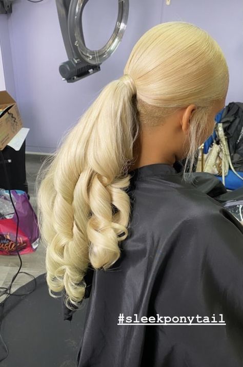 Purple Black Party, Blonde Hair Ponytail, Collar Dresses, Blonde Ponytail, Business Email, Protective Hairstyles Braids, Icy Blonde, Hair Ponytail Styles, Hair Laid