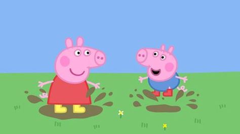 Peppa Pig and George love jumping in muddy puddles! Peppa Pig Wallpaper, Mummy Pig, Peppa Pig Coloring Pages, Pig Wallpaper, George Pig, Peppa Pig Party, Discovery Kids, Pig Party, Peppa Pig Birthday