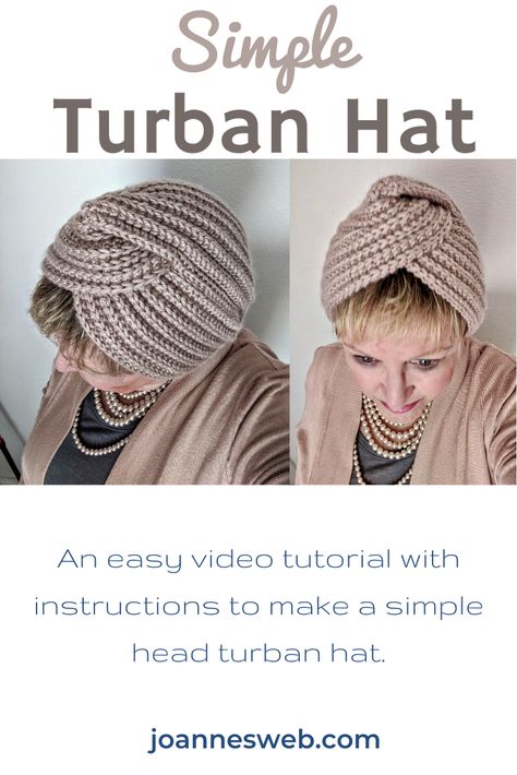 Knit this simple turban hat with a super easy to follow video tutorial and instructions. Beanie Hat Crochet Pattern, Easy Knit Hat, Crochet Turban, Beanie Hat Pattern, Knit Turban, Crochet Hat Free, Crochet Headband Pattern, Crochet Beanie Hat, Crochet Beanie Pattern