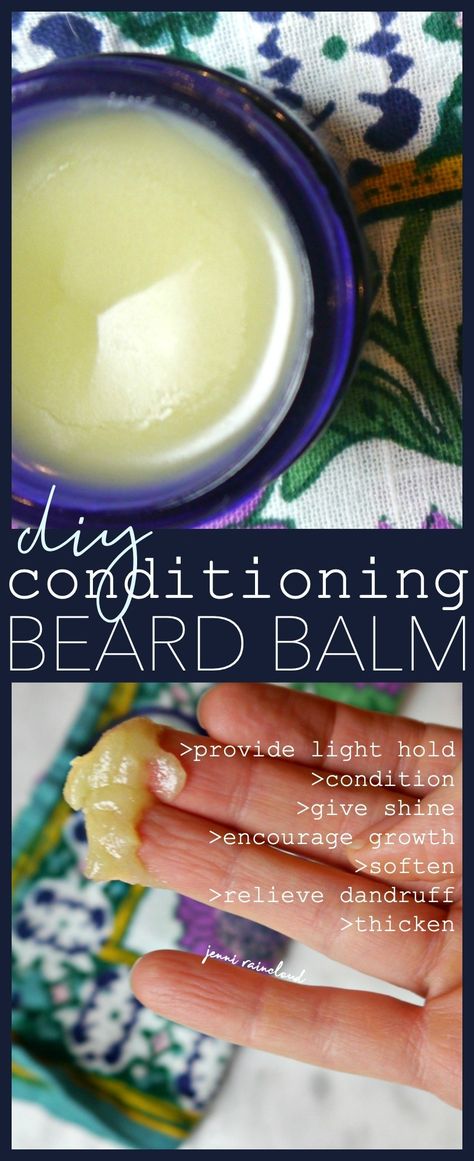 DIY Conditioning Beard Balm - Jenni Raincloud Beard Cream Diy Recipes, Beard Balm Diy Recipes, Homemade Beard Balm, Beard Balm Recipe, Diy Beard Balm, Beards Styles, Diy Beard Oil, Beard Oil Recipe, Mens Skincare