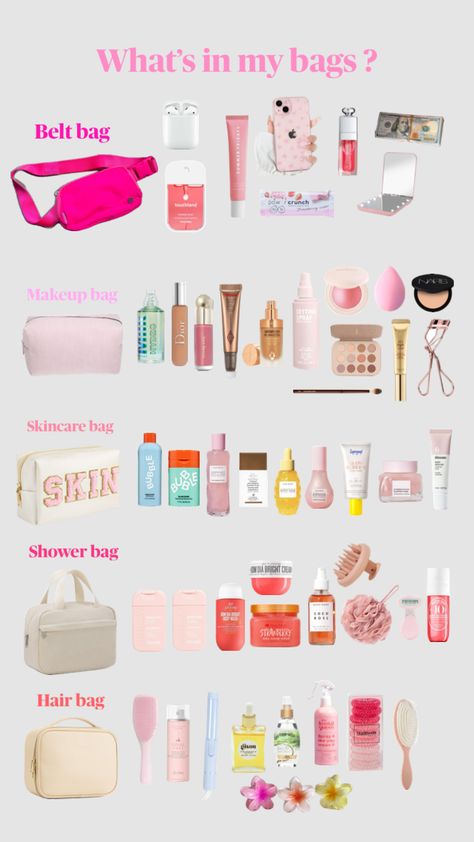 What’s in my bags ? ✨💕 Purse Restock, What’s In Your Bag, What To Put In Your Purse, Whats In Your Bag, Trip Essentials Packing Lists, Dior Skincare, Girly Christmas Gifts, Everyday Bag Essentials, Girly Christmas