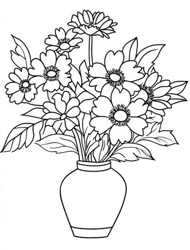 ↑↑↑ Larger size on website 🔸 The image is a black and white line drawing of a bouquet of flowers in a vase. The flowers are arran Flower Bouquet Drawing, Elegant Bouquet, Flowers In A Vase, A Bouquet Of Flowers, Black And White Lines, White Line, Bouquet Of Flowers, Large Flowers, The Flowers