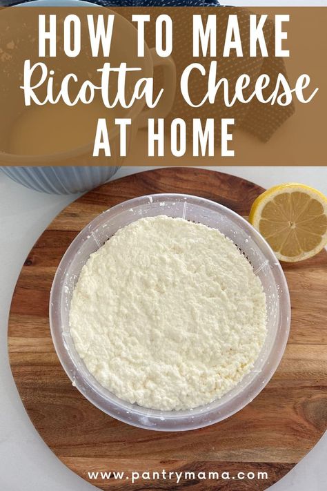 Make ricotta cheese at home using this simple, 3 ingredient recipe of milk, salt and lemon juice. Use fresh ricotta in sweet & savory recipes. Home Made Ricotta Cheese, Make Ricotta Cheese, Whey Recipes, Homemade Ricotta Cheese, 3 Ingredient Recipe, Maltese Recipes, Cheese Making Recipes, Ricotta Cheese Recipes, Cheese At Home