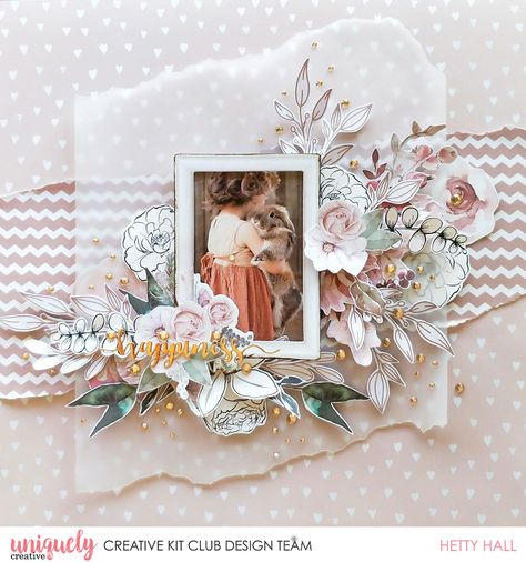 Create this stunning scrapbooking layout using the Uniquely Creative Winter Rose Collection. Layout by Hetty Hall. Scrapbooking Girls Pink Scrapbooking Pretty Scrapbooking Layout Scrapbooking Tutorial Kaisercraft Scrapbooking, Wedding Scrapbook Pages, Wedding Scrapbooking Layouts, Scrapbook Vintage, Scrapbook Design Layout, Uniquely Creative, Beautiful Scrapbook Layouts, Scrapbook Storage, Simple Scrapbook