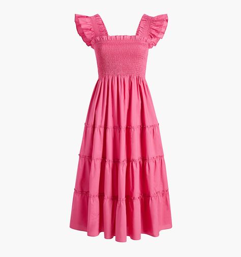 Nap Dress, Lipstick Pink, Tiered Midi Skirt, Hill House, Tiered Midi Dress, Poplin Dress, House Dress, Day And Night, Striped Linen