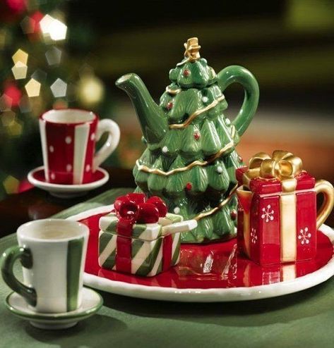 Christmas Tea Party, Mini Tea Set, Christmas China, Miniature Tea Set, Christmas Dishes, Christmas Tablescapes, Christmas Tea, Christmas Coffee, Christmas Joy