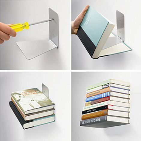 Invisible Bookshelf, Invisible Shelves, Float Shelf, Koti Diy, Floating Books, Floating Bookshelf, Floating Shelves Living Room, Floating Bookshelves, Regal Design