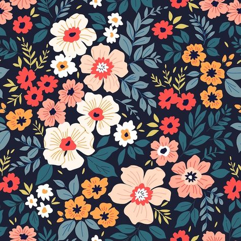 Surface Pattern Inspiration, Modern Floral Illustration, Seamless Patterns Floral, Mexican Floral Pattern, Floral Pattern Illustration, Floral Vector Pattern, Practice Sketching, Small Flower Design, Ethnic Pattern Design