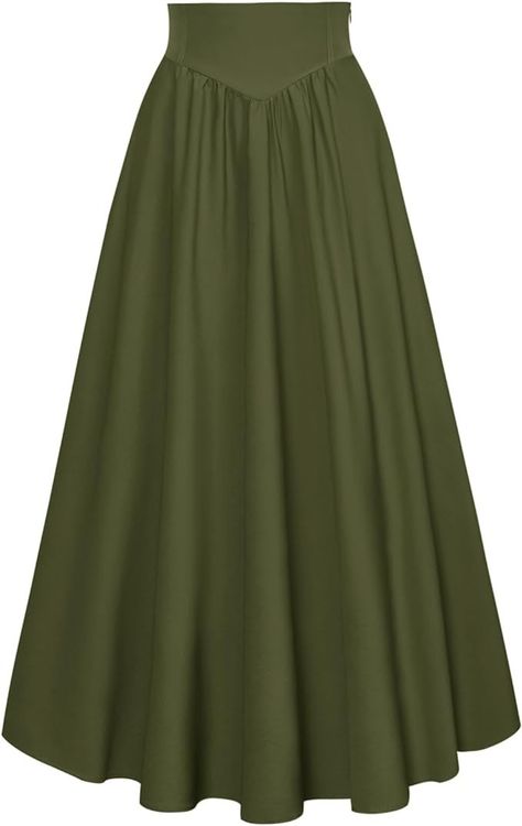 Women Elastic High Waist Victorian Skirts Vintage Boho Maxi Long Swing Peasant Skirt Lace-up Black Skirt for Summer M : Amazon.co.uk: Fashion Green Cotton Maxi Skirt, Peasant Medieval, Victorian Skirts, Flowy Long Skirt, Dark Green Skirt, Long Green Skirt, Green Floral Skirt, Victorian Skirt, Olive Green Skirt