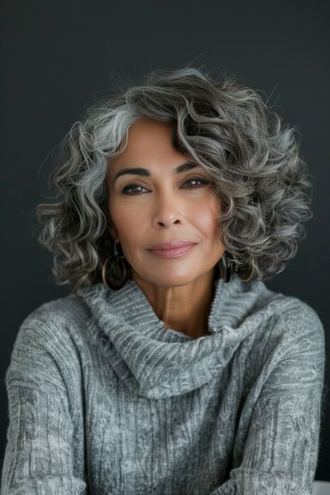 Medium Length Curls, Grey Hair Over 50, Grey Curly Hair, Natural Gray Hair, Long Curls, Curly Hair Routine, Hairstyles Over 50, Hair Inspiration Color, Unique Hairstyles