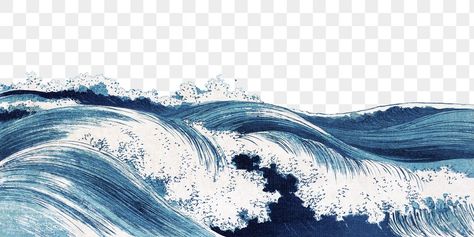 Ocean Png Aesthetic, Sea Illustration Waves, Japanese Ocean Waves, Ocean Graphic Design, Japan Wave, Sea Collage, Ocean Collage, Ocean Png, Japanese Ocean