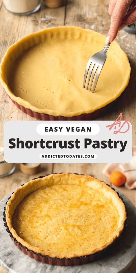 Vegan Shortcrust Pastry Vegan Tartlets, Tart Pastry, Shortcrust Pastry Recipes, Vegan Shortbread, Short Pastry, Vegan Tarts, Caramel Dessert Recipes, Vegan Chocolate Recipes, Vegan Sugar Cookies