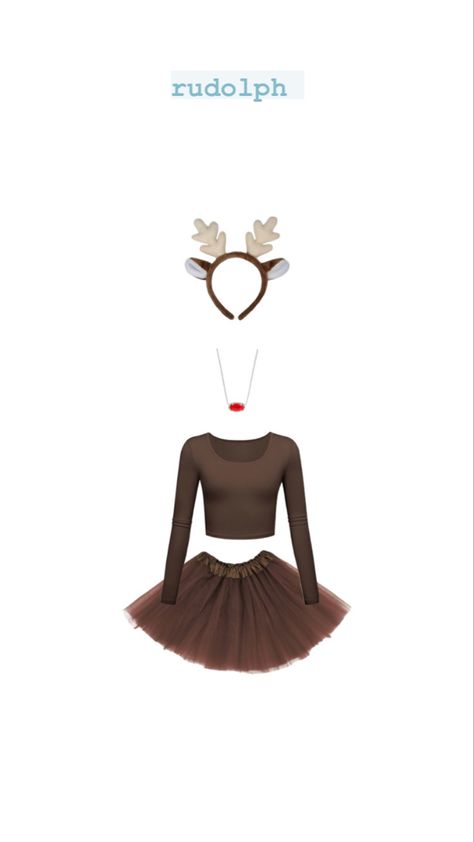 Rudolph Costume For Women, Duo Christmas Costumes, Reindeer Dress Up, Christmas Duo Costumes, Christmas Movie Characters Dress Up, Holiday Character Outfits Christmas, Christmas Character Outfits, Reindeer Outfit Women, Group Christmas Costumes