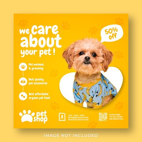 Pet care service promotion social media ... | Premium Psd #Freepik #psd #banner #social-media #animals #instagram Dangler Design, Pet Advertising, Pet Shop Logo, Pet Branding, Dog Branding, Pet Wellness, Service Animal, Littlest Pet Shop, Pet Food