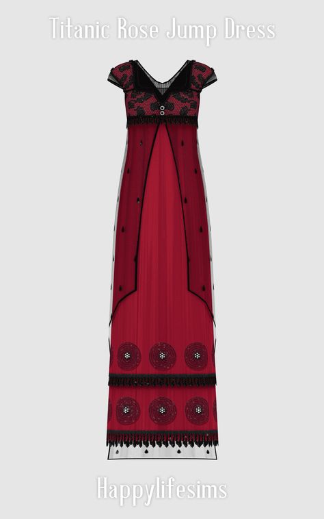 [Lonelyboy] TS4 Titanic Rose Jump Dress | HappyLifeSims (Koonam) on Patreon Sims 4 Cc Hamilton, Sims 4 Titanic Cc, Ts4 Dresses Cc, Sims 4 Cute Dress Cc, 1800 Sims 4 Cc, Sims 4 Cc 1910, Sims 4 History Cc, Ts4 1920s Cc, Sims 4 Titanic