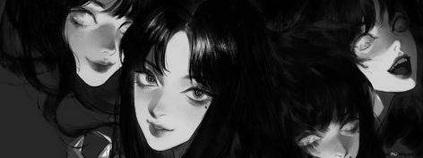 Tomie Macbook Wallpaper, Tomie Gif Banner, Tomie Desktop Wallpaper, Tomie Banner, Tomie Header, Jeanne Core, Tomie Kawakami, Hair Pale Skin, Black Banner