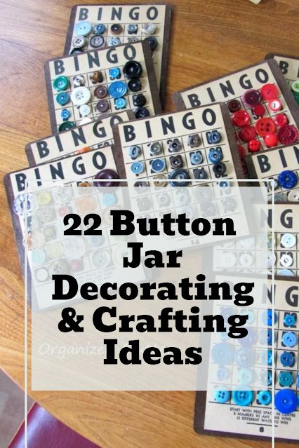 Photo of bingo cards with buttons. Jars Of Buttons, Bingo Crafts Diy, Button Display Ideas, Button Organization, Cards With Buttons, Button Snowman, Vintage Buttons Crafts, Backyard Flowers Beds, Recycled Diy