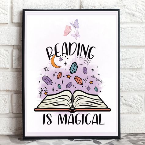 Buy Reading Poster for Classroom Library Poster Printable online on Etsy India. Shop for handmade, vintage and unique Digital Prints items from T2TGifts online on Etsy Reading Posters For Classroom Library, Posters For Library, Reading Is Magic, Magic Words Classroom Decoration, Bookweek 2024, Reading Posters For Classroom, Reading Day Poster, Aesthetic Classroom Decor, Reading Quotes Posters