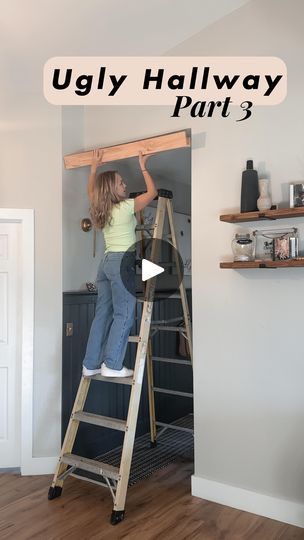 119K views · 12K reactions | HALLWAY PART 3 IS DONE! 🎉

The DIY faux beams are up and they’re a game-changer. I’m loving how they draw the eye up, making the whole space feel taller. From beadboard to lighting and fresh paint—this hallway got a major glow-up. ✨ It’s been 4 years with no baseboards, and now she’s finally finished (happy tears). 🥲

What’s your favorite part?

#DIY #HomeImprovement #InteriorDesign #FauxBeams #GlowUp | Aubrey Booth | DIY & Home Design Christmas Hallway Ideas, Farmhouse Baseboards And Trim, No Baseboards, Diy Faux Beams, Beadboard Hallway, Beadboard Entryway, Farmhouse Baseboards, Long Hallway Ideas, Hallway Update