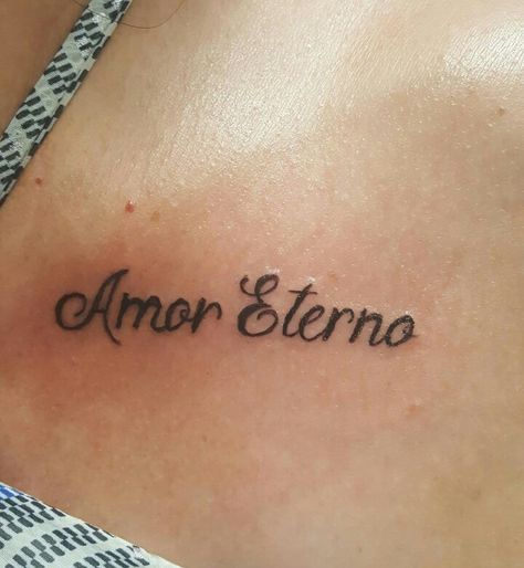 My new Amor Eterno tattoo...love it! Amor Eterno Tattoo Ideas, Sailors Tattoo, Amor Tattoo, Tattoos 2023, Tattoo Love, Couples Tattoo Designs, Writing Tattoos, Quotes Tattoos, Small Arm Tattoos