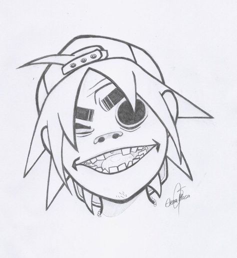 2D - Gorillaz by LaChicaToxica on DeviantArt 2d Drawing Gorillaz, Gorillaz 2d Tattoo, Gorillaz Drawing Easy, 2d Gorillaz Drawing, Gorillaz Tattoo Ideas, Gorillaz 2-d, Gorillaz Drawing, Gorillaz 2d, 2d Gorillaz