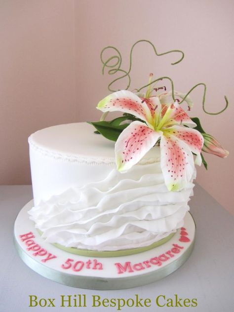 Stargazer Birthday Cake. - Cake by Noreen@ Box Hill Bespoke Cakes Bespoke Cakes, Nice Cake, Interesting Cakes, Box Hill, Floral Cakes, Designer Cakes, Cake Flower, Ruffle Cake, 50th Birthday Cake