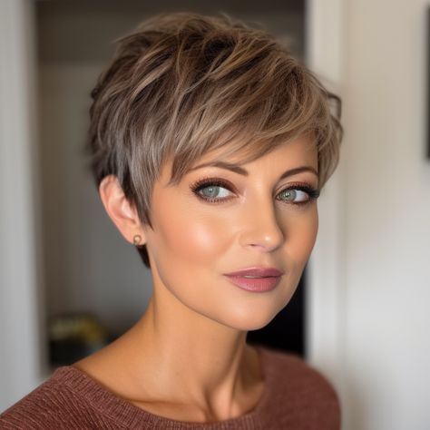 Short Pixie For Fine Hair Over 50, Pixie Hairstyles With Short Bangs, Short Layered Haircuts For Fine Hair Long Pixie, Long Pixie Hairstyles For Thinning Hair, Pixy Bob Haircut Short, Short Hairstyle Women Long Bangs, Short Pixy Hairstyles For Women, Side View Pixie Haircut, Short Pixel Haircut