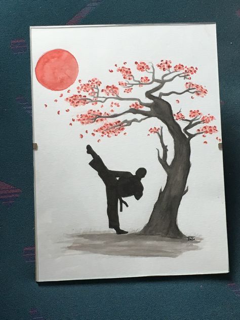 Martial Art Drawing, Taekwondo Drawing, Taekwondo Sketch, Karate Drawing, Martial Arts Drawing, Karate Painting Ideas, Karate Drawing Sketches, Karate Sketch, Taekwondo Painting Ideas