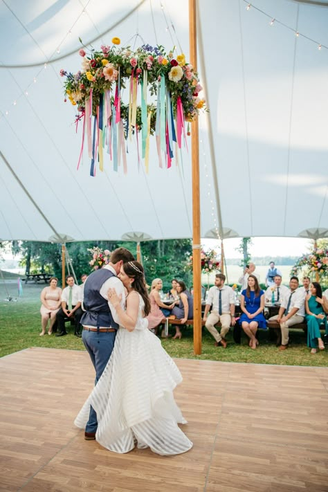 Colorful Ribbon Wedding, Ribbon Hoops Wedding, Ceiling Ribbon Decoration, Ribbon Chandelier Wedding, Hanging Ribbon Wedding Decor, Ribbon Chandelier Diy, Wedding Ribbon Decorations, Diy Wedding Chandelier, Streamer Chandelier