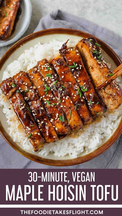 Simple Healthy Recipes For Dinner, Easy Veggie Recipes, Hoisin Tofu, Orange Tofu Recipe, Vegan Tofu, Tofu Recipe, Tofu Dishes, Vegan Asian, Easy Veggie