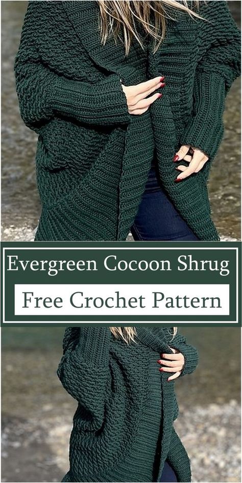 Crochet Cocoon Cardigan Patterns Crochet Batwing Cardigan Pattern, Cocoon Sweater Crochet Pattern Free, Crochet Cocoon Cardigan Pattern Free Easy, Crochet Cocoon Cardigan Pattern Free, Easy Crochet Wearables, Crochet Chunky Cardigan Pattern Free, Cocoon Cardigan Crochet, Crochet Cocoon Pattern Free, Free Crochet Shrug Patterns