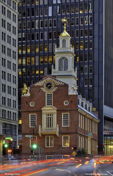 Boston photography showing the historic Old State House along the Freedom Trail in downtown Boston.  Historic Boston photo prints are available   https://juergen-roth.pixels.com/featured/historic-boston-old-state-house-juergen-roth.html  Image licensing at www.RothGalleries.com. Please contact me direct with any questions or request.  Good light and happy photo making! Old State House Boston, Boston Images, Boston Buildings, Boston Landmarks, Boston Life, Boston Massachusetts Photography, Historic Boston, Boston Architecture, Old Boston