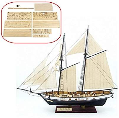 HAPYLY 1/130 Scale DIY Hobby Wooden Ship Science Equipmen Assembly Model Boat Kits Sailing Boat Kit Decor Toy Gift