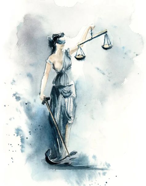 Lady Justice Art, Blue Watercolor Painting, Justice Art, Libra Art, Lawyer Office, Lady Justice, Lawyer Gifts, Blue Watercolor, Office Wall Art