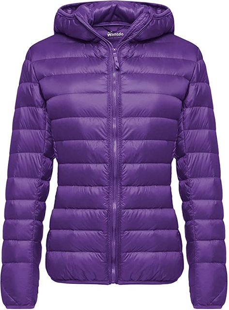 Amazon.com: Wantdo Women's Light Jackets Plus Size Puffer Coats Purple 2X-Large : Clothing, Shoes & Jewelry Purple Winter Jackets, Womens Puffer Jacket, Women's Puffer Coats, Puffer Coats, Wind Chill, Travel Clothing, Hooded Winter Coat, Warm Winter Jackets, Clothing Outfits